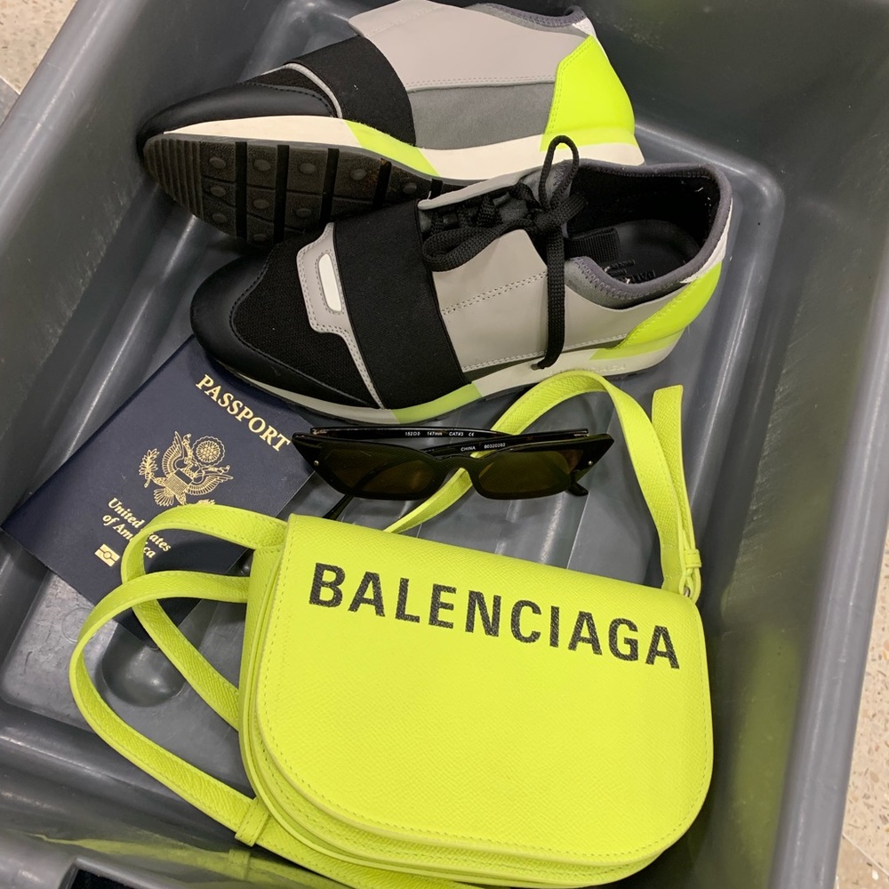 Neon green crossbody Balenciaga bag